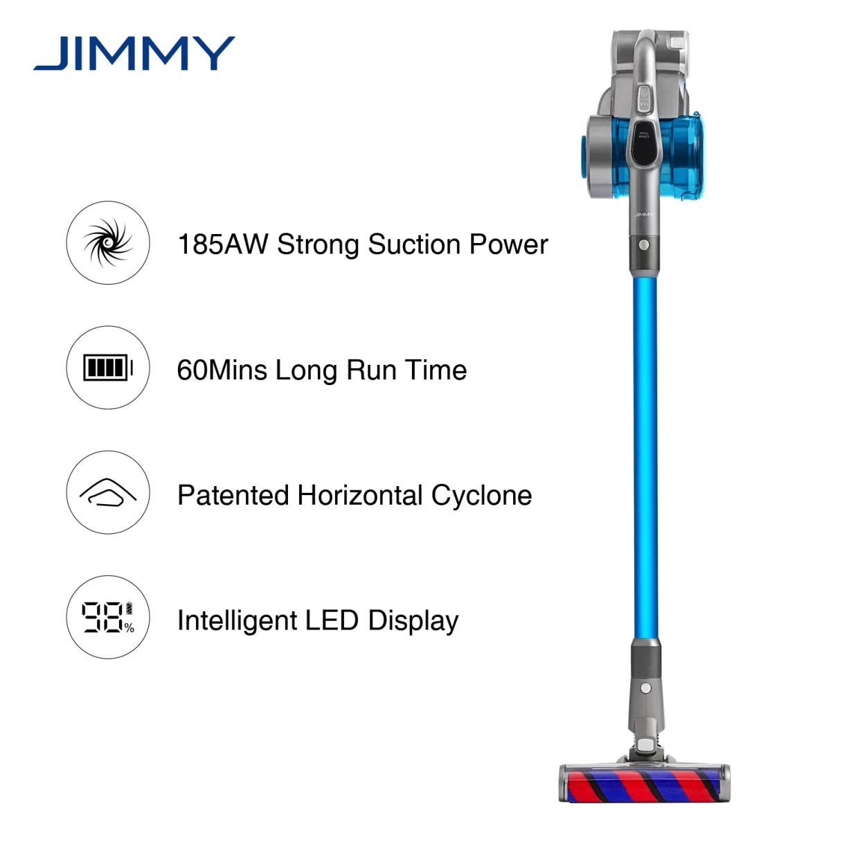 [EU Direct] Jimmy JV85 23Kpa 2 In 1 Cordless Vacuum Cleaner with Intelligent LED Display Screen Handheld Vacuum Cleaner with 0.6L Dust Cup Capacity