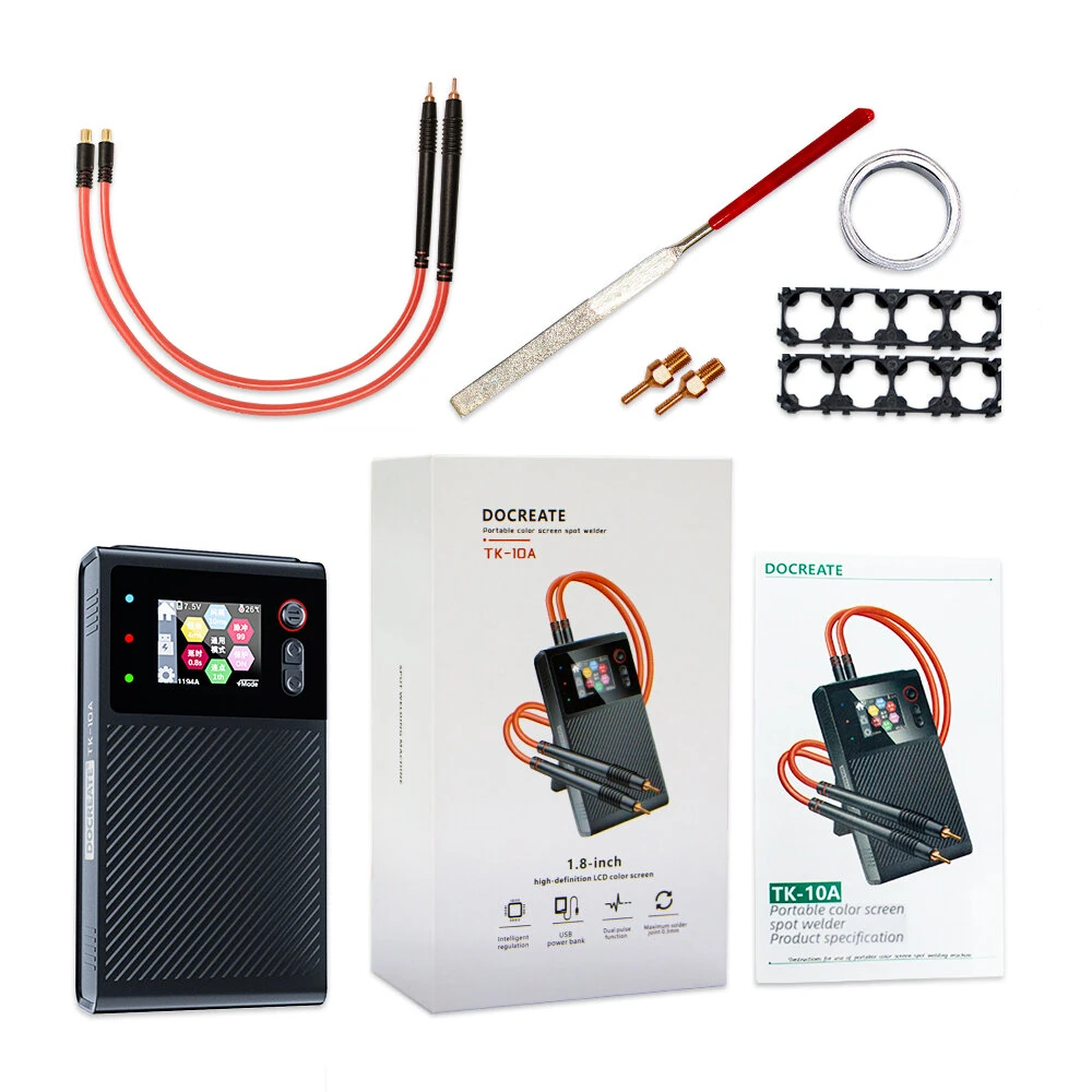 DOCREATE TK-10A Portable LCD Screen Spot Welder 1200A Welding Current 8000mAh Battery Advanced Double Pulse Technology Multiple Safety Features