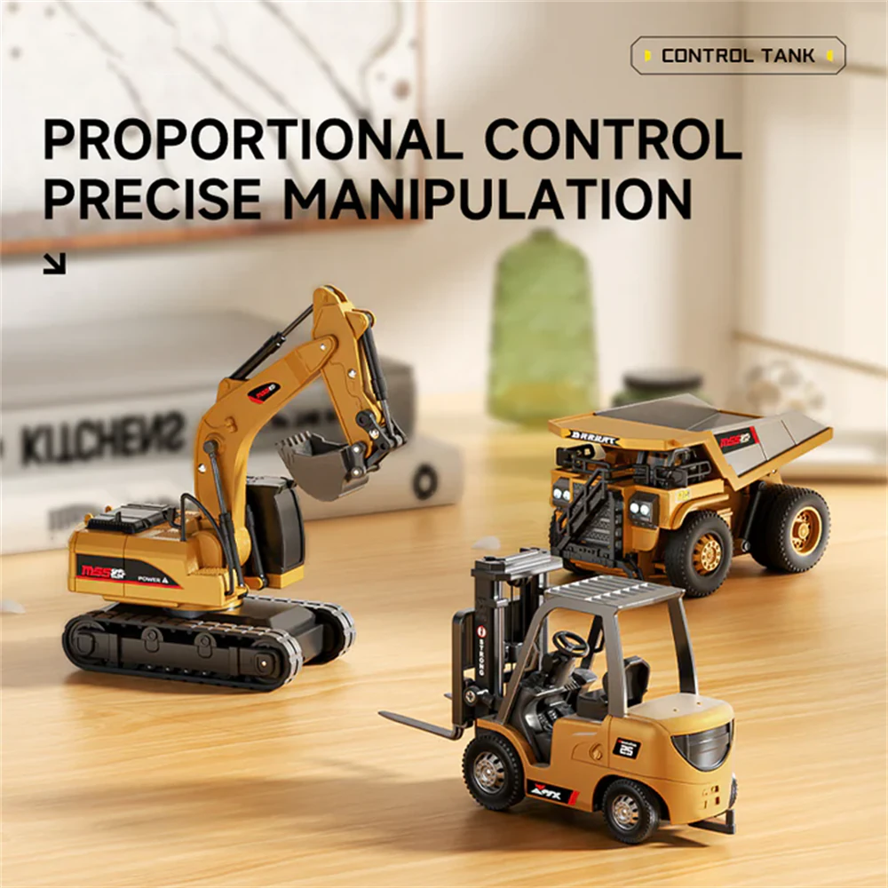 Z6750/Z6752/Z6753 RTR 1/64 2.4G Mini RC Car Alloy Forklift Excavator Dump Truck Support App Remote Controlled LED Light Sound Engineering Vehicle Desktop Toys Model Collection Gift For Boys
