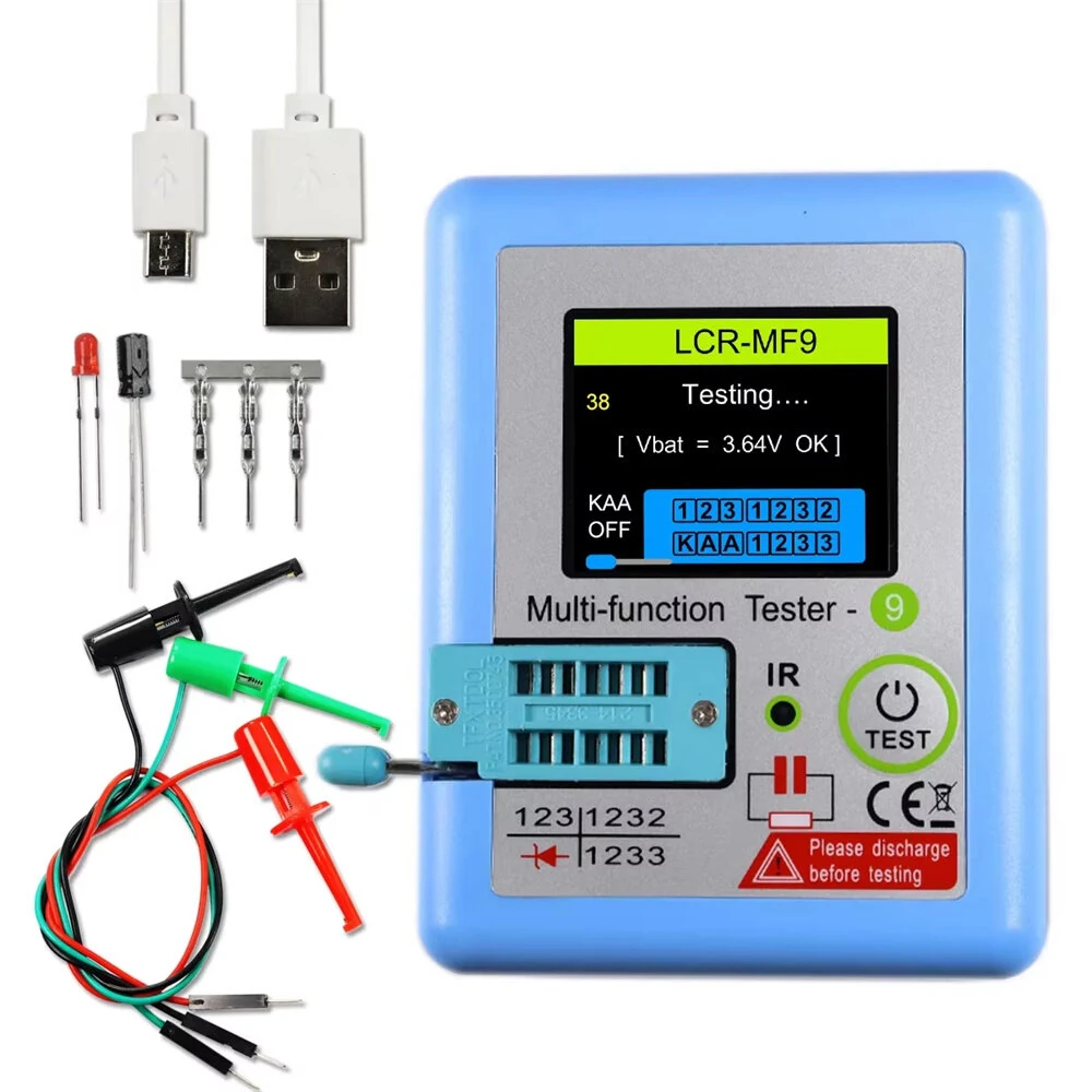 Multi-function LCR MF9 Transistor Tester TFT Diode Triode Capacitance Meter LCR ESR NPN PNP MOSFET IR Tester for Testing