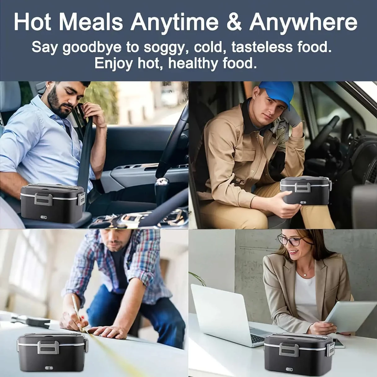 12V 24V 220V 1.8L Car Home Dual-use Insulated Heating Lunch Box Household Car Electric Lunch Box 304 Stainless Steel Food Heating Lunch Box Food Heating Insulation Container Set