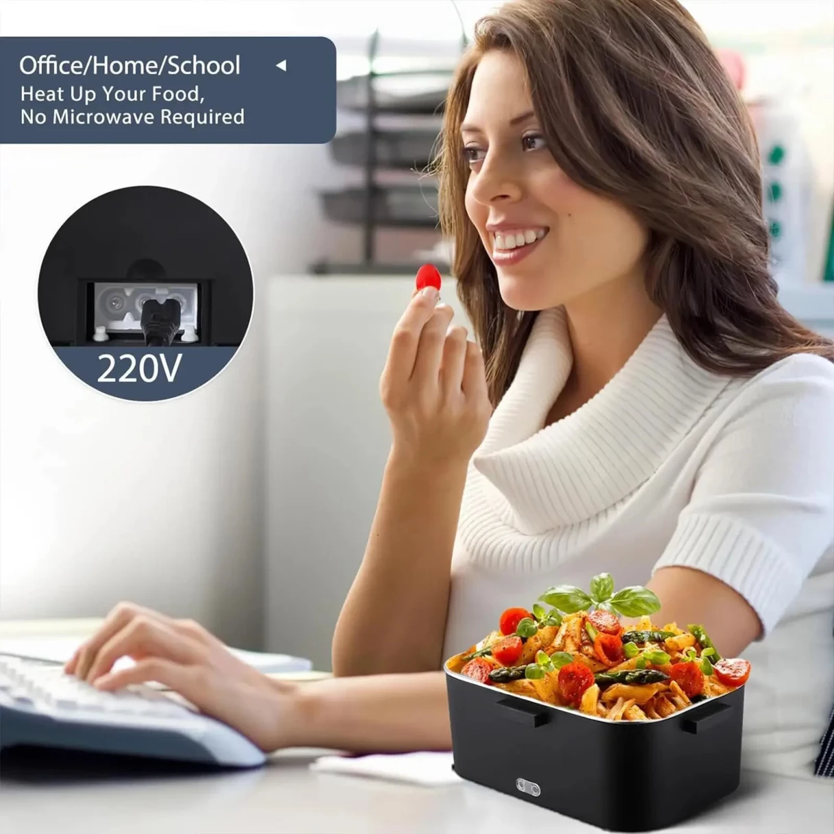 12V 24V 220V 1.8L Car Home Dual-use Insulated Heating Lunch Box Household Car Electric Lunch Box 304 Stainless Steel Food Heating Lunch Box Food Heating Insulation Container Set