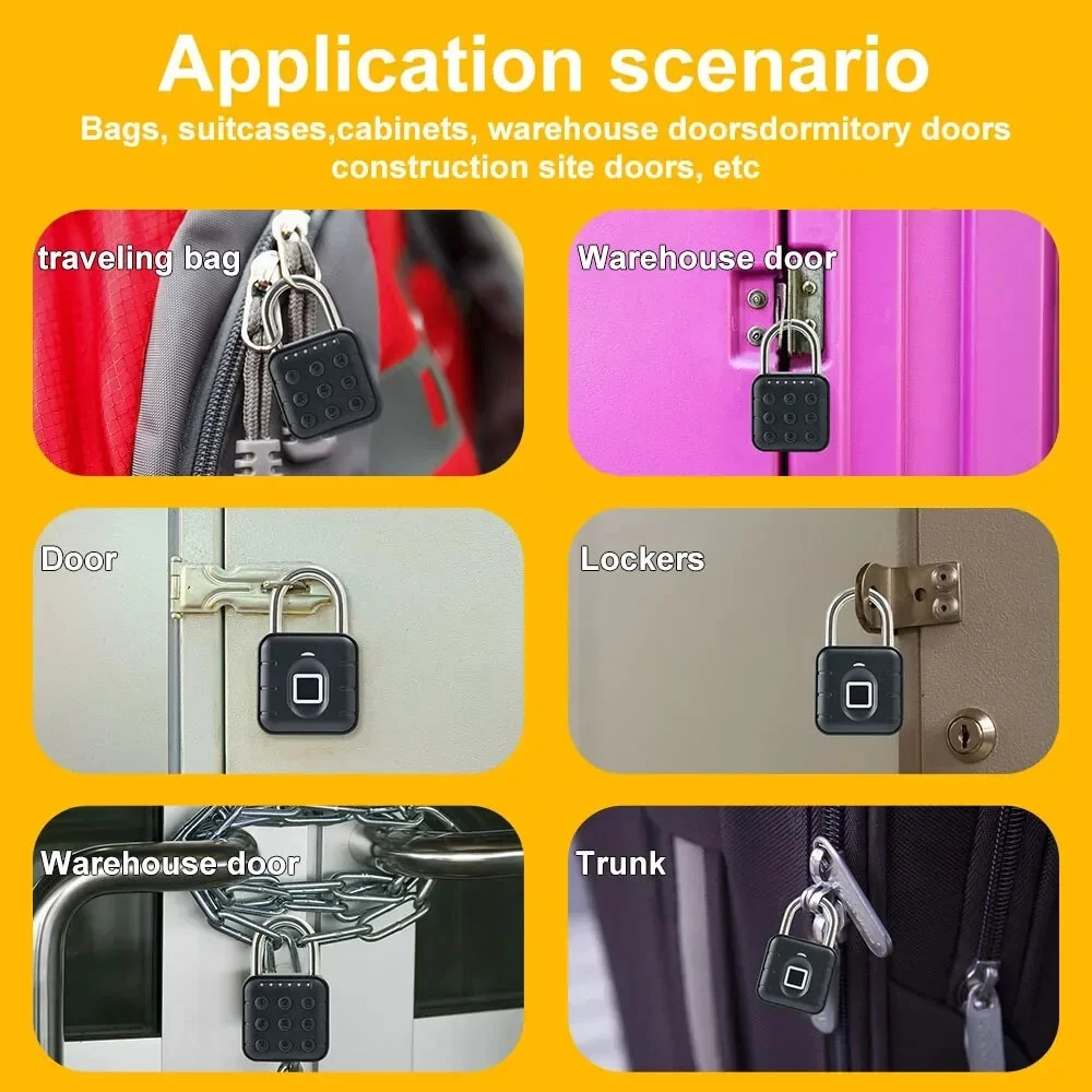Tuya Smart Fingerprint Door Lock Button Cabinet Lock Gym Wardrobe Door Password Padlock Electronic Door Lock IP67 Waterproof for Warehouse Dormitory Doors
