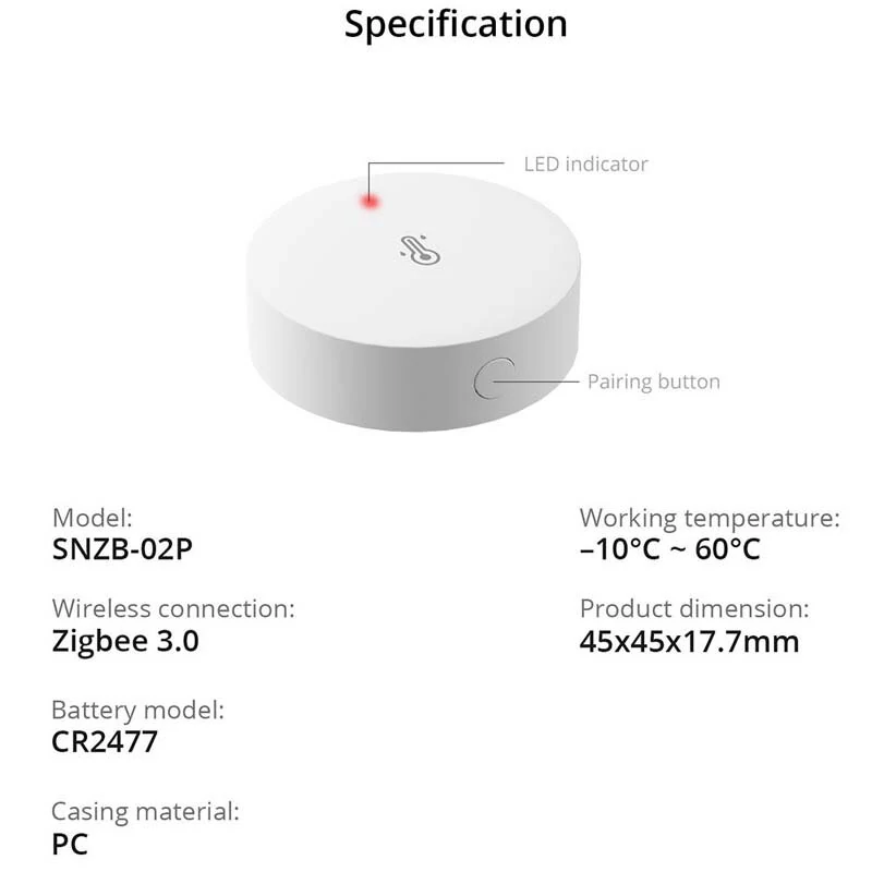SONOFF SNZB-02P Wireless Zigbee3.0 Temperature Humidity Sensor Smart Home Alert Works with SONOFF iHost NSPanel Pro ZB Bridge Pro ZBDongle-E