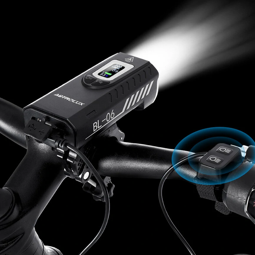 Astrolux® BL06 3+3 LEDs 2000LM Bike Headlight Dual Distance Beam 10000mAh Phone Power Bank Bike Light USB Rechargeable LED Handlebar Flashlight for Electric Bike Electric Scooter MTB Bicycle