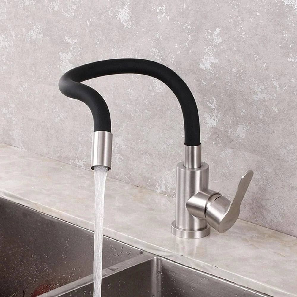 360° Rotatable 304 Stainless Steel Kitchen Silicone Tube Faucet Hot And Cold Brushed Universal Rotatable Vegetable Sink Faucet