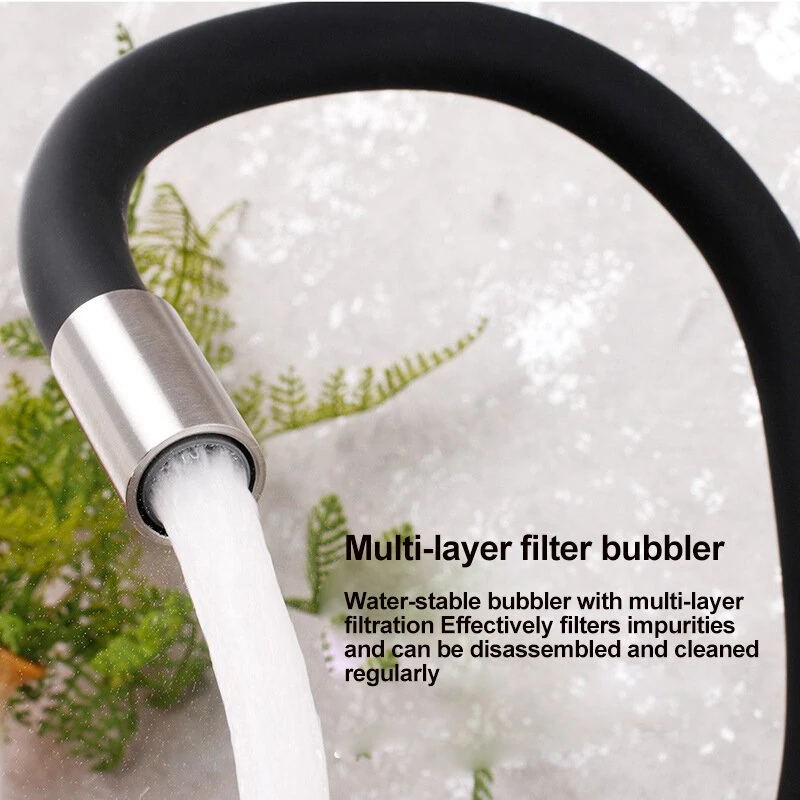 360° Rotatable 304 Stainless Steel Kitchen Silicone Tube Faucet Hot And Cold Brushed Universal Rotatable Vegetable Sink Faucet