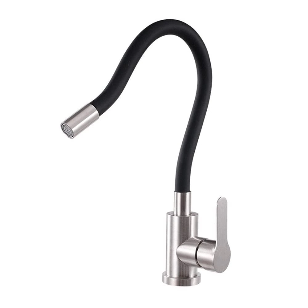 360° Rotatable 304 Stainless Steel Kitchen Silicone Tube Faucet Hot And Cold Brushed Universal Rotatable Vegetable Sink Faucet