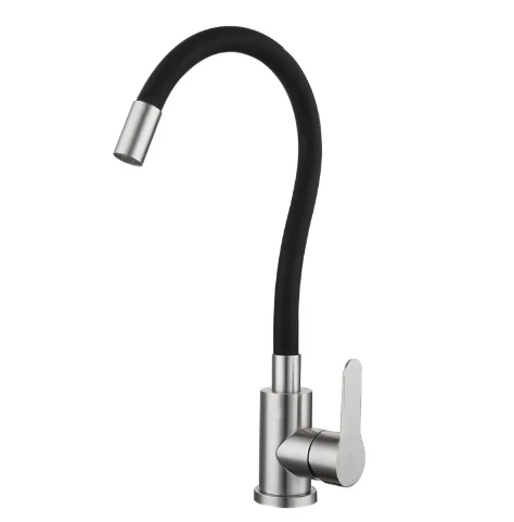 360° Rotatable 304 Stainless Steel Kitchen Silicone Tube Faucet Hot And Cold Brushed Universal Rotatable Vegetable Sink Faucet