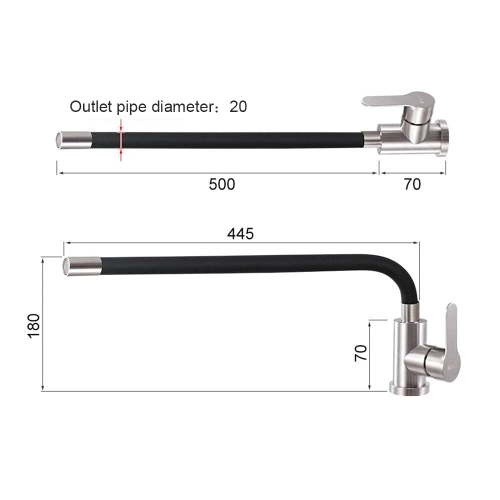 360° Rotatable 304 Stainless Steel Kitchen Silicone Tube Faucet Hot And Cold Brushed Universal Rotatable Vegetable Sink Faucet