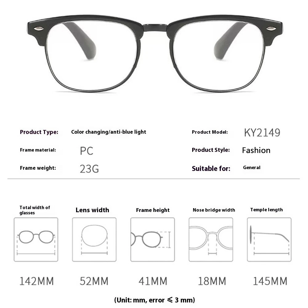 Folding Photochromic Sunglasses Lightweight Portable Indoor Outdoor Dual-use UV Anti-blue light Eyeglasses