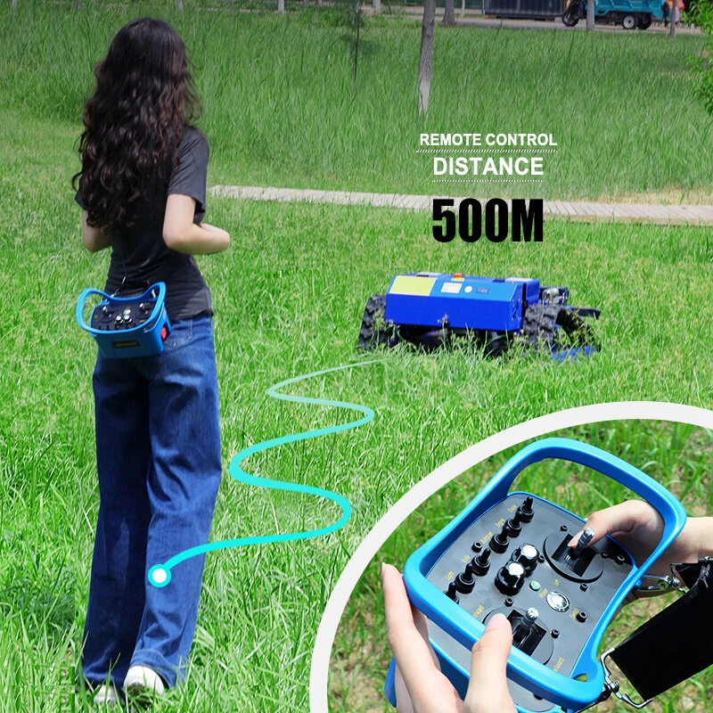 Remote Control Lawn Mower AWY-550 550mm Cutting Width Loncin 224cc Engine 45 Degree Gradeability Adjustable Cutting Height 1500m²/h Mowing Efficiency Electric Lift