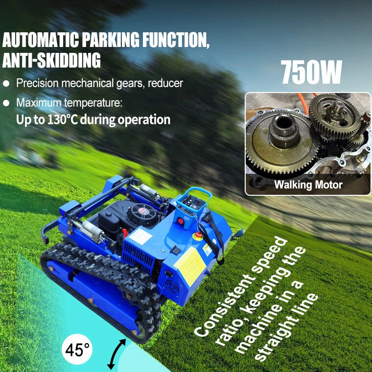 Remote Control Lawn Mower AWY-550 550mm Cutting Width Loncin 224cc Engine 45 Degree Gradeability Adjustable Cutting Height 1500m²/h Mowing Efficiency Electric Lift