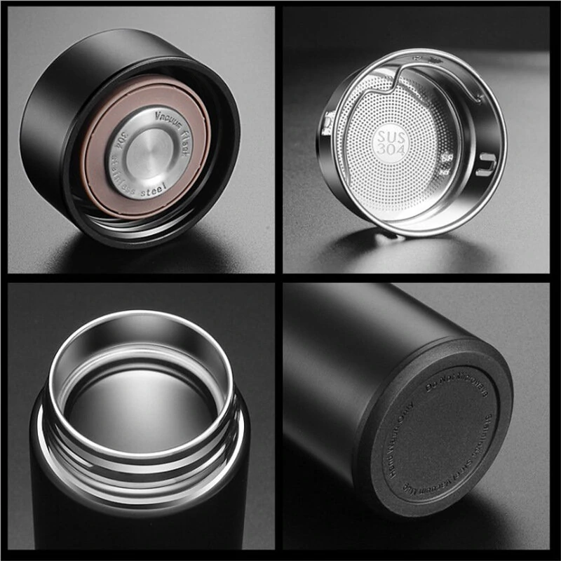 480ml Vacuum Thermos Keep Warm Keep Cold Water Bottle LCD Temperature Display Stainless Steel Double Wall Insulated Cup