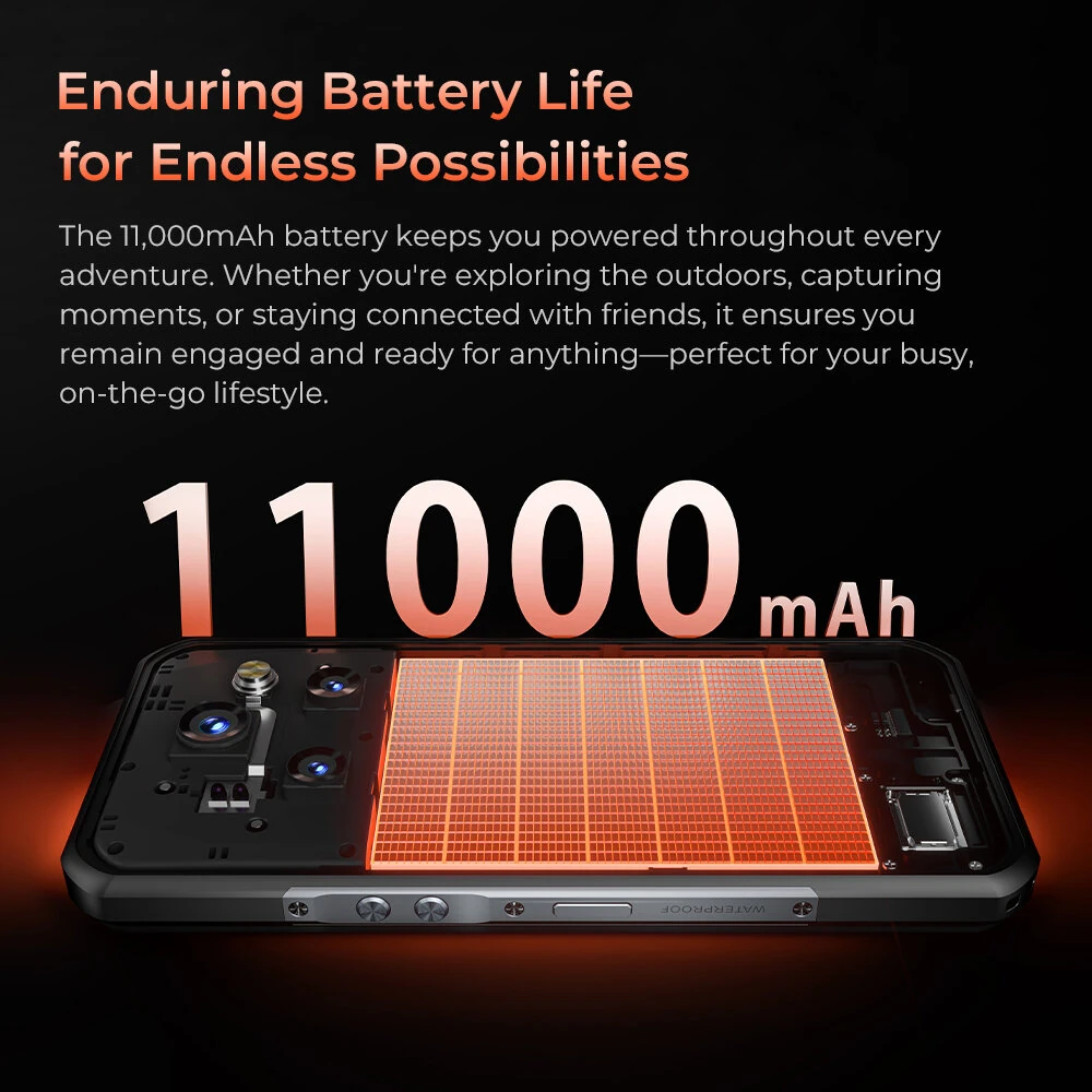 [EU Direct] Oukitel WP55 5G 108MP Triple Camera 36GB RAM 256GB ROM 6.6 inch 120Hz 11000mAh 33W Fast Charge Android 15 Dimensity 7025 NFC IP68 IP69K Waterproof Rugged Smartphone