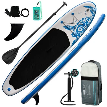 [EU Direct] Funwater 11'33'' 335cm Inflatable Stand Up Paddle Board with Adjustable Paddle Travel Backpack Leash Waterproof Bag Adult Paddle Board- SUPDS01A