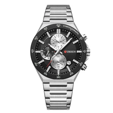 CURREN Fashion Multifunctional Chronograph Date Stainless Steel Men Wristwatch Waterproof Luminous Business Casual Quartz Watch