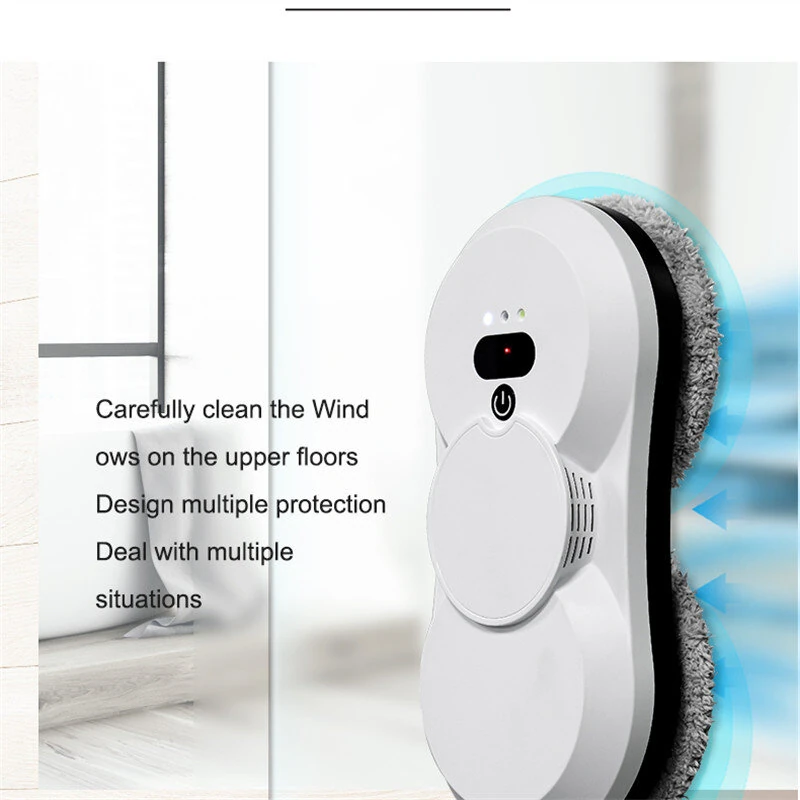 [EU Direct]NovuLife Automatic Window Cleaner Robot with 2800Pa Suction, Dual Spray, Remote Control & Safety Cord for Home Glass Cleaning