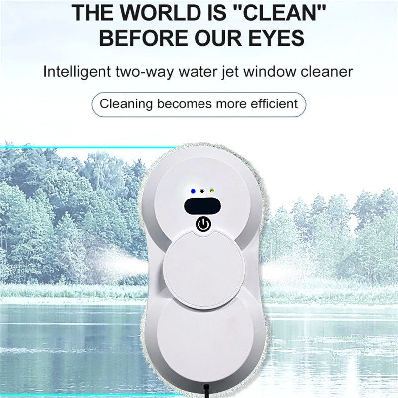[EU Direct]NovuLife Automatic Window Cleaner Robot with 2800Pa Suction, Dual Spray, Remote Control & Safety Cord for Home Glass Cleaning