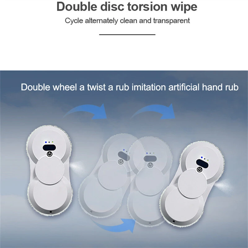 [EU Direct]NovuLife Automatic Window Cleaner Robot with 2800Pa Suction, Dual Spray, Remote Control & Safety Cord for Home Glass Cleaning