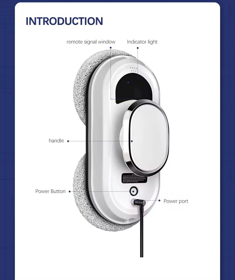 Electric Window Cleaner Robot With Remote Control Smart Glass Cleaning Robotic with 5600Pa Strong Suction Window Cleaning Robot for Windows Tiles Class Door