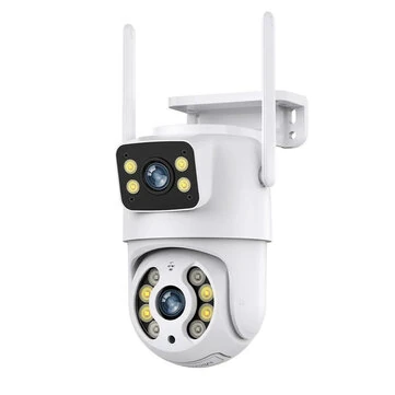 4K 6MP Wifi Security Camera Dual Lens AI Human Detection IP66 Waterproof Wireless Outdoor PTZ Surveillance with Two-way Communication Night Vision