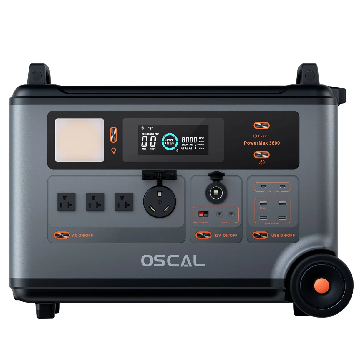 Blackview Oscal Powermax3600 Rugged Power Station with Oscal BP3600 3600Wh Extra Battery Pack Set with PM400 400W Foldable Solar Panel Set 3600Wh to 57600Wh LiFePO4 Battery Pack Power Bank with 14 Outlets 5 LED Light Modes Morse Code Roller Power Backup