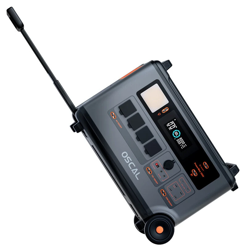 Blackview Oscal Powermax3600 Rugged Power Station with Oscal BP3600 3600Wh Extra Battery Pack Set with PM400 400W Foldable Solar Panel Set 3600Wh to 57600Wh LiFePO4 Battery Pack Power Bank with 14 Outlets 5 LED Light Modes Morse Code Roller Power Backup