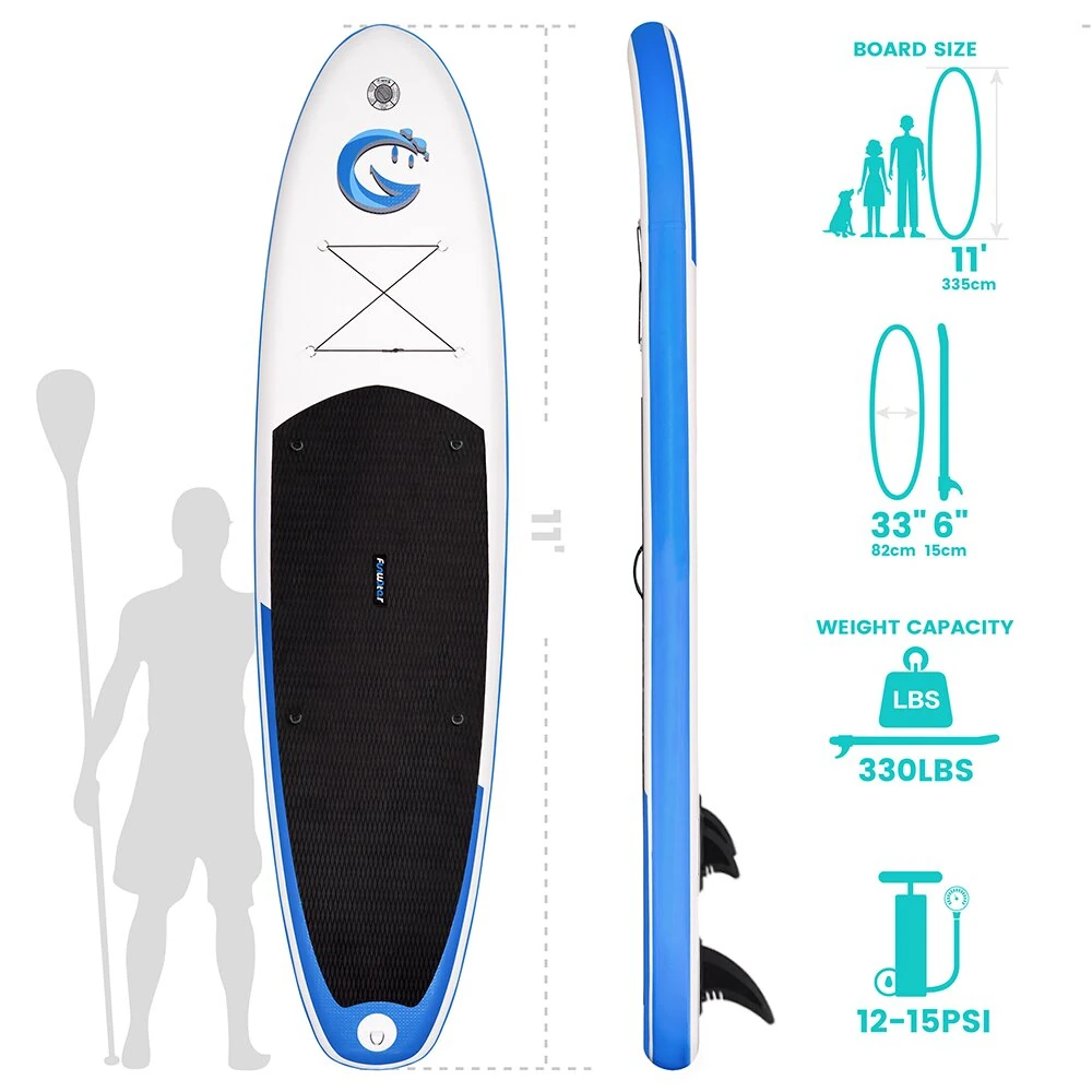 [EU Direct] Funwater 11'*33'' 335cm Inflatable Stand Up Paddle Board with Adjustable Paddle Travel Backpack Leash Waterproof Bag Adult Paddle Board- SUPFW01B
