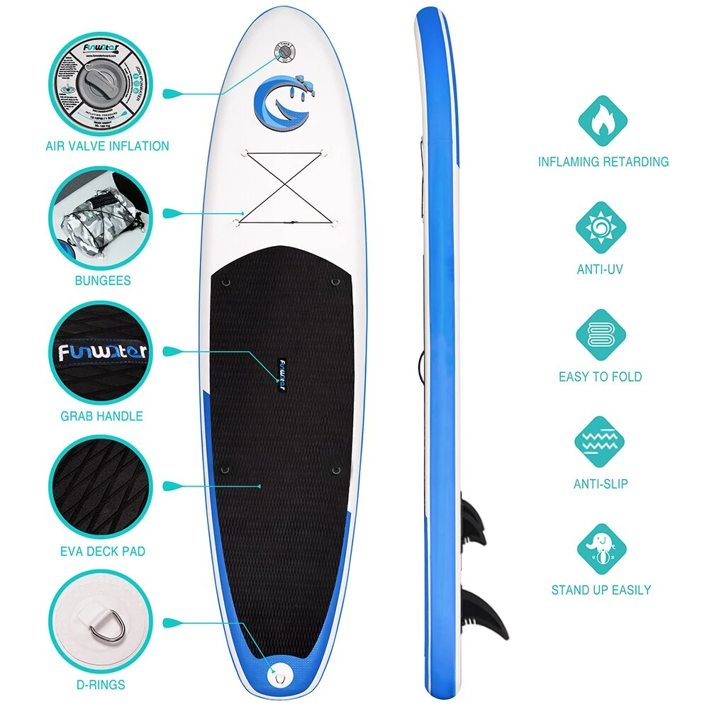 [EU Direct] Funwater 11'*33'' 335cm Inflatable Stand Up Paddle Board with Adjustable Paddle Travel Backpack Leash Waterproof Bag Adult Paddle Board- SUPFW01B