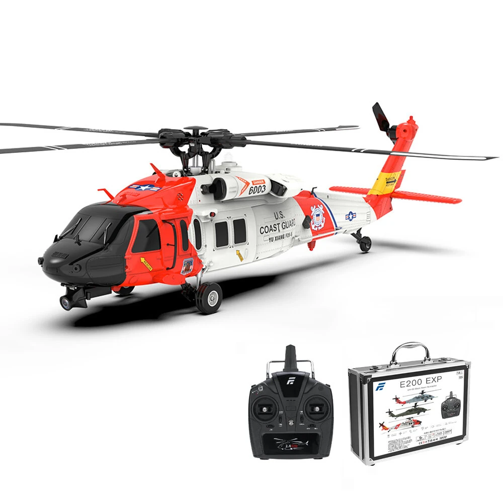 Eachine E200 EXP UH-60 SH-60 MH-60 2.4G 6CH 6-Axis Gyro Optical Flow Localization Dual Brushless Motor 1:47 Scale Flybarless RC Helicopter RTF