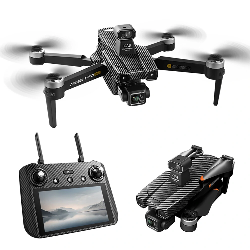 AE86 PRO MAX GPS 8KM 5G Repeater Digital FPV with 4K HD Camera 3-Axis EIS Gimbal 360° Obstacle Avoidance Touchable LCD Screen Controller Brushless Foldable RC Drone Quadcopter RTF