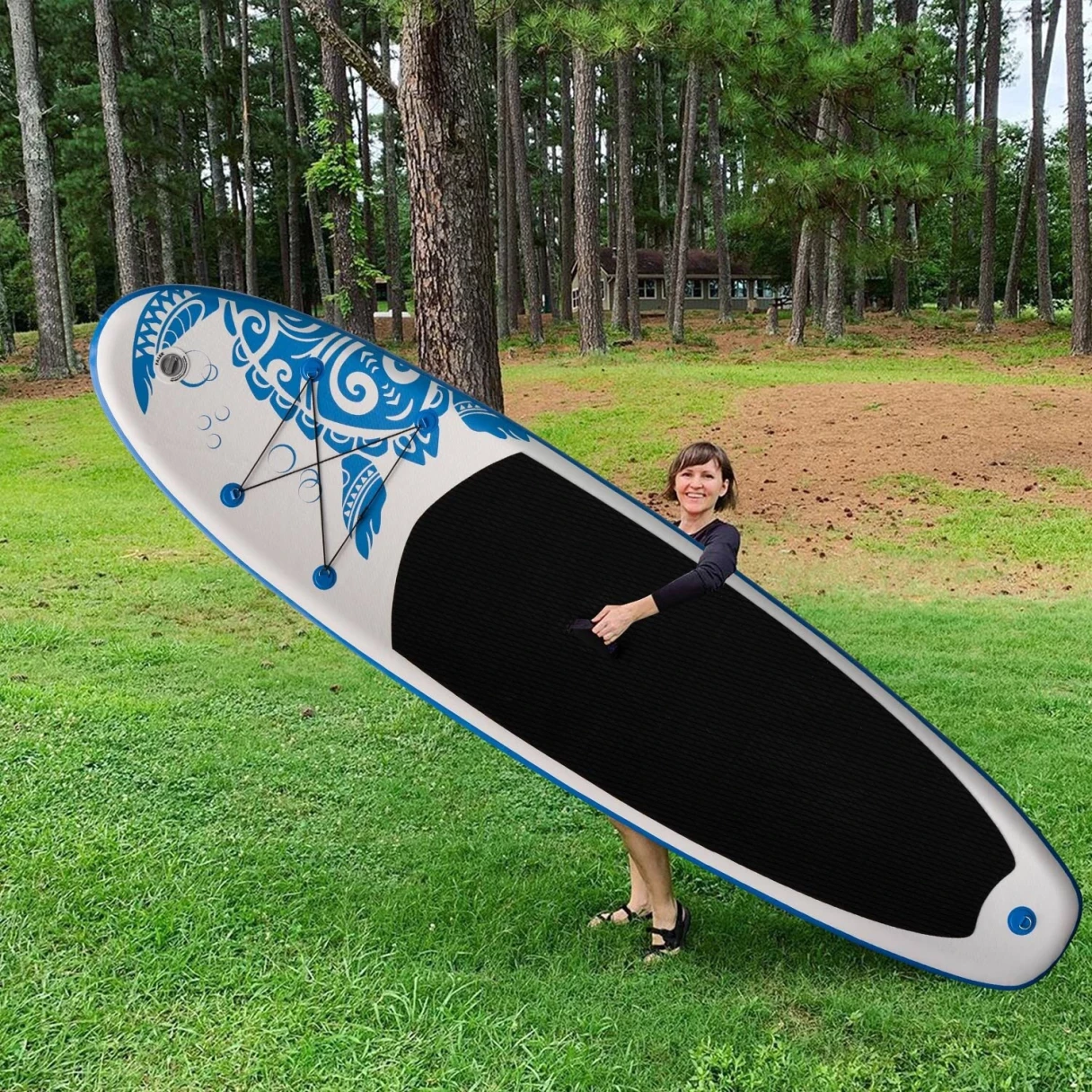 [EU Direct] Funwater 11'33'' 335cm Inflatable Stand Up Paddle Board with Adjustable Paddle Travel Backpack Leash Waterproof Bag Adult Paddle Board- SUPDS01A
