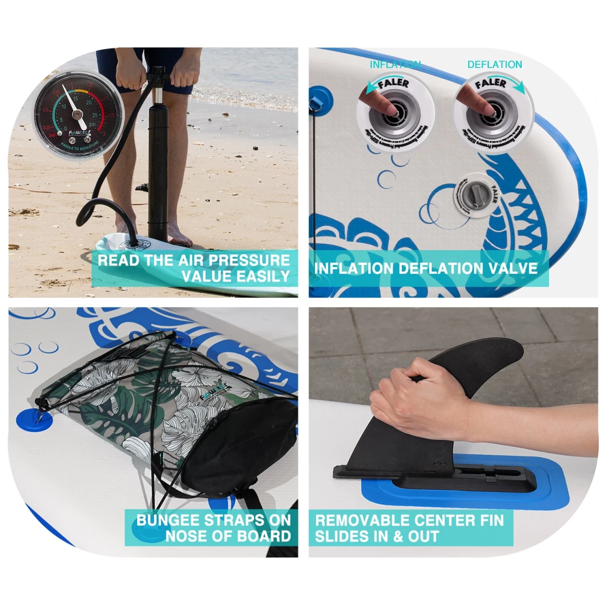 [EU Direct] Funwater 11'33'' 335cm Inflatable Stand Up Paddle Board with Adjustable Paddle Travel Backpack Leash Waterproof Bag Adult Paddle Board- SUPDS01A
