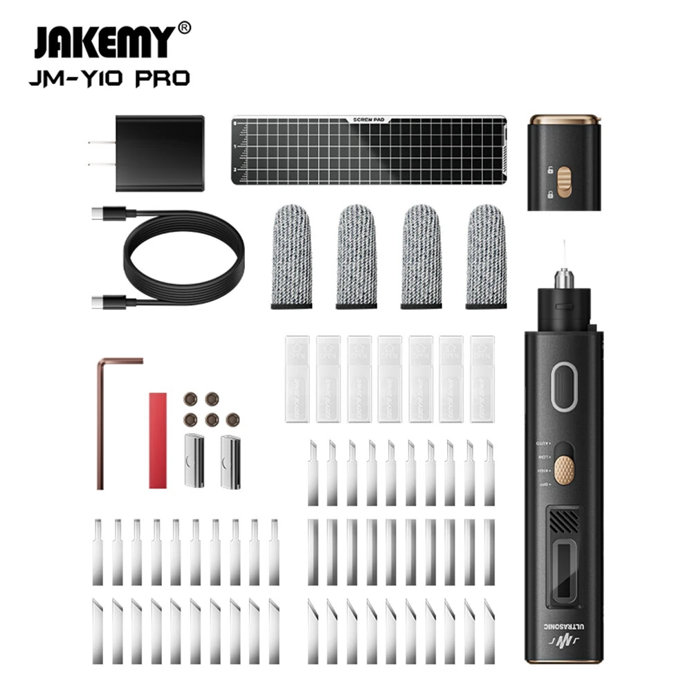 Jakemy JM-Y10 PRO Ultrasonic Cutter and Polisher 35W 40kHz Precision Cutting Dual Function Safety Design for Metal Wood Plastic Crafts