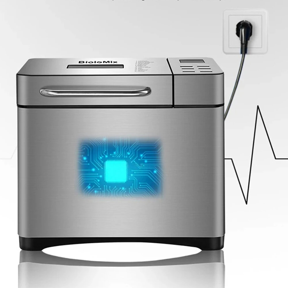 [EU Direct] Biolomix Stainless Steel 1KG 19-in-1 Automatic Bread Maker 650W Programmable Bread Machine with 3 Loaf Sizes Fruit Nut Dispenser