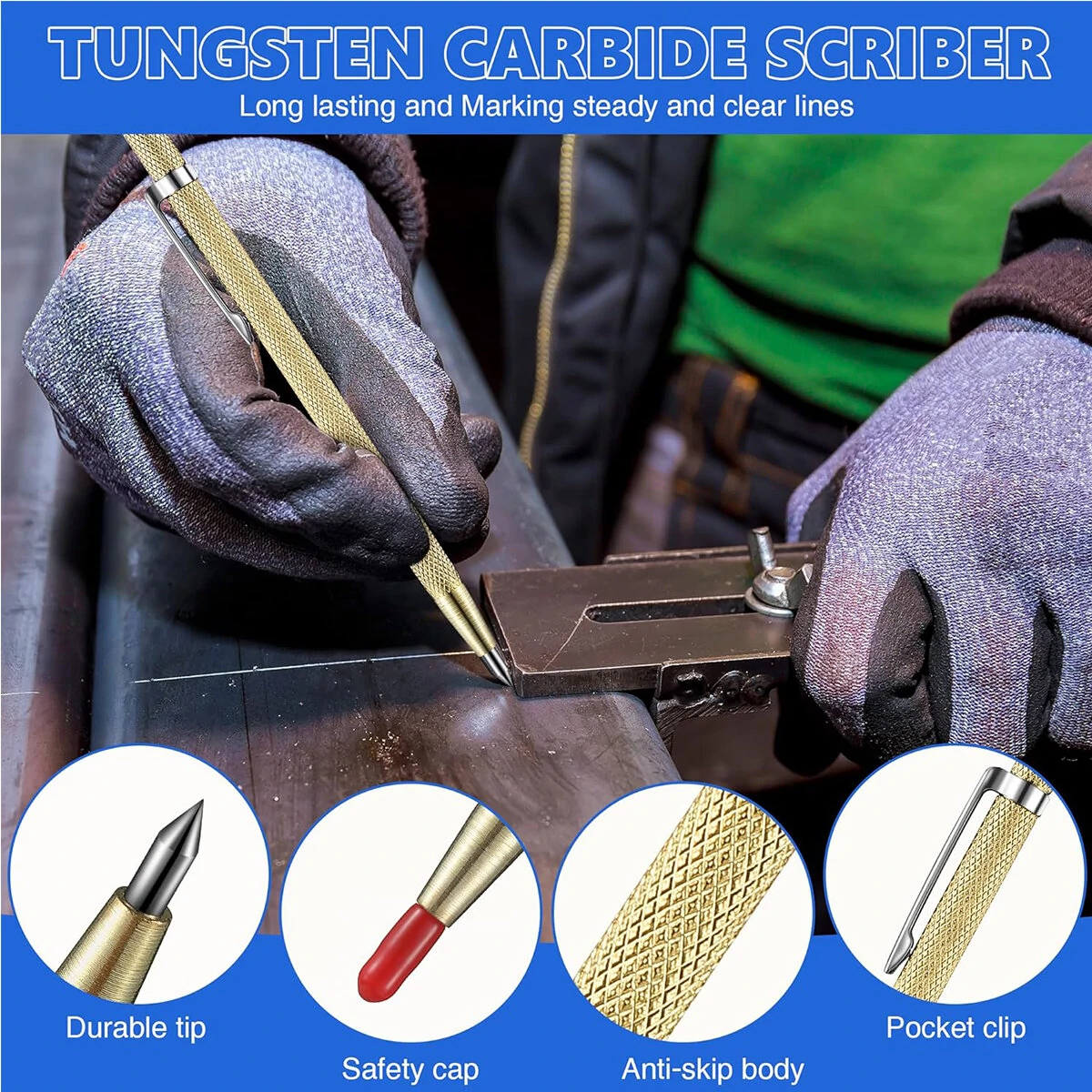 8 Pack Carpenter Pencil Set with Deep Hole Marker Built-in Sharpener and Carbide Scribe Marking Tool for Woodworking Marking Mechanical Pencils with Multi-Color Refills