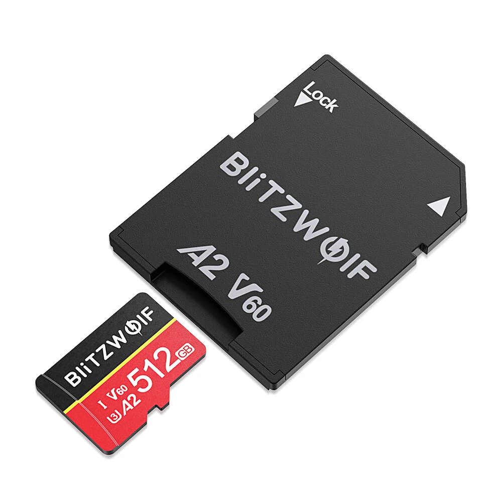 BlitzWolf® BW-TF4 Class 10 A2 V60 UHS-1 TF Memory Card 64GB 128GB 256GB 512GB Micro SD Card Read Speeds Up to 180MB/s Supports 4K UHD Video Recording