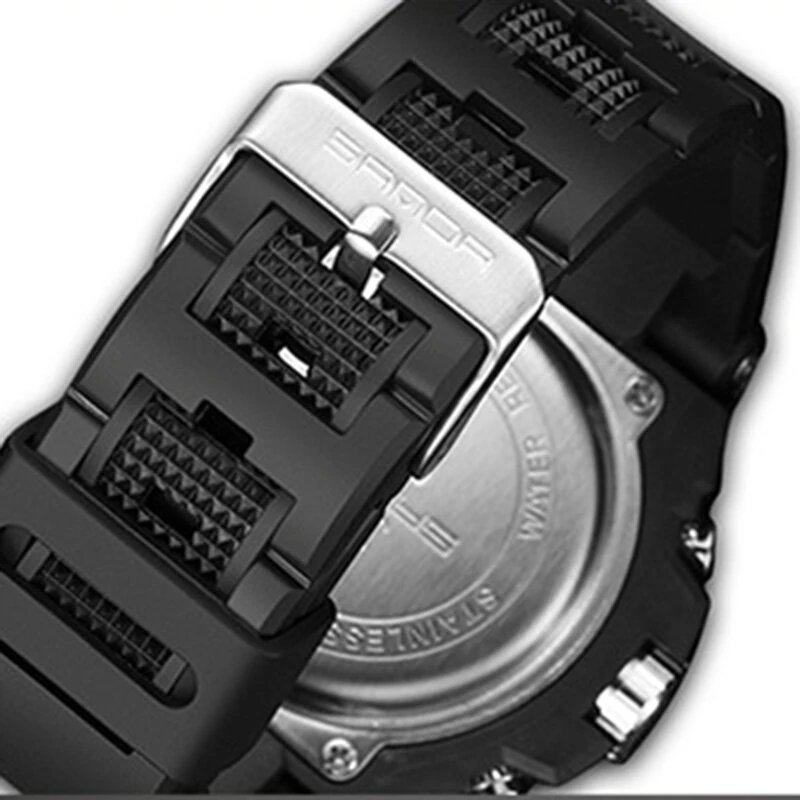 SANDA Men Quartz Watch Waterproof Sport Wristwatches Multifunctional Outdoor Luminous Electronic Watch - Dual Display, Calendar, Alarm Clock, Stopwatch