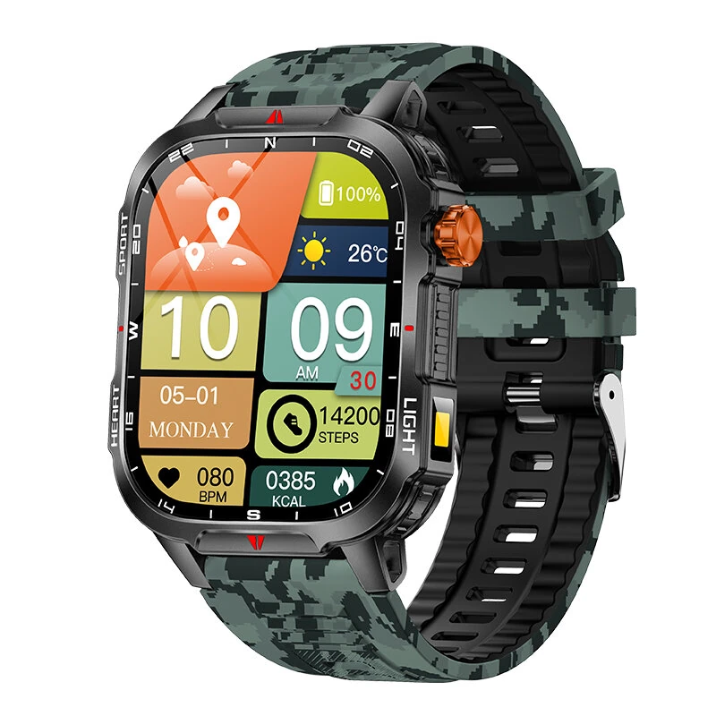 Senbono V35 2.01-inch HD Screen LED Flashlight 1100mAh Massive Battery Compass Voice Assistant bluetooth Call Heart Rate Blood Oxygen Monitor Sleep Monitoring Multi-sport Modes IP68 Waterproof Smart Watch
