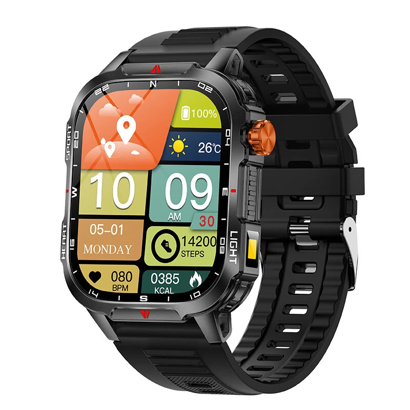 Senbono V35 2.01-inch HD Screen LED Flashlight 1100mAh Massive Battery Compass Voice Assistant bluetooth Call Heart Rate Blood Oxygen Monitor Sleep Monitoring Multi-sport Modes IP68 Waterproof Smart Watch