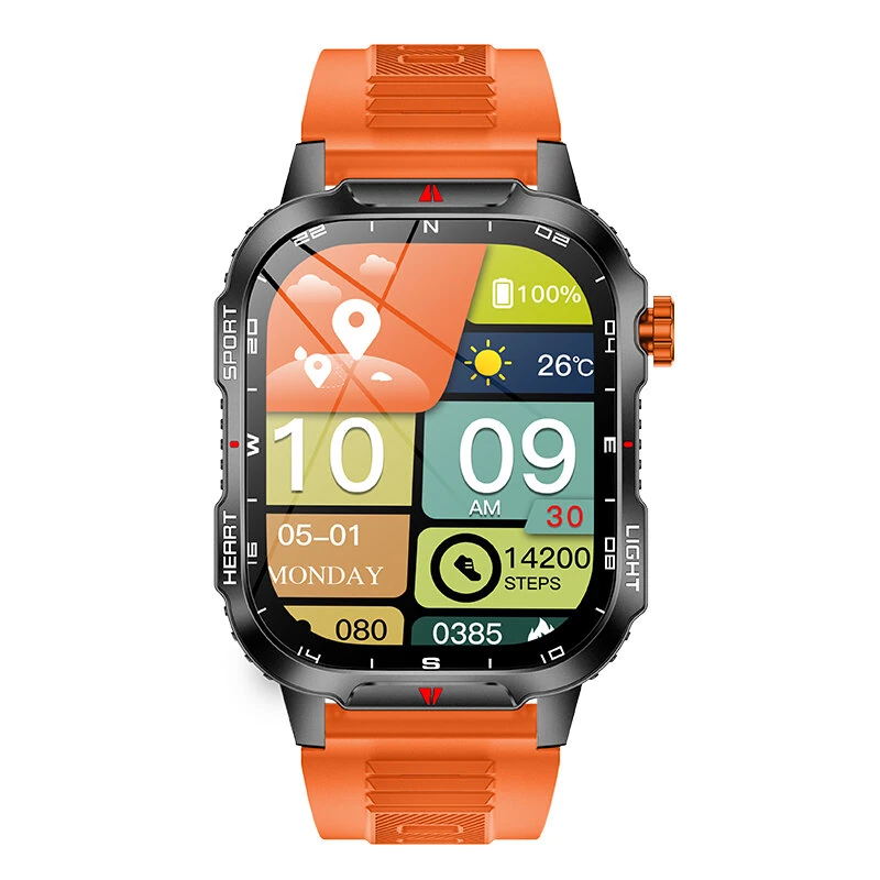 Senbono V35 2.01-inch HD Screen LED Flashlight 1100mAh Massive Battery Compass Voice Assistant bluetooth Call Heart Rate Blood Oxygen Monitor Sleep Monitoring Multi-sport Modes IP68 Waterproof Smart Watch