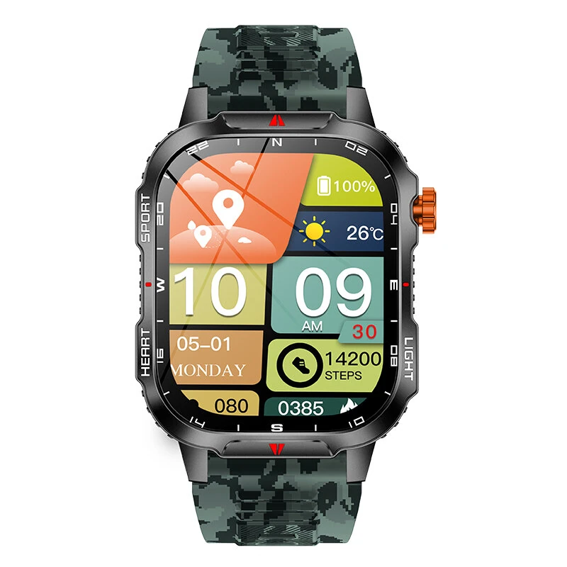 Senbono V35 2.01-inch HD Screen LED Flashlight 1100mAh Massive Battery Compass Voice Assistant bluetooth Call Heart Rate Blood Oxygen Monitor Sleep Monitoring Multi-sport Modes IP68 Waterproof Smart Watch