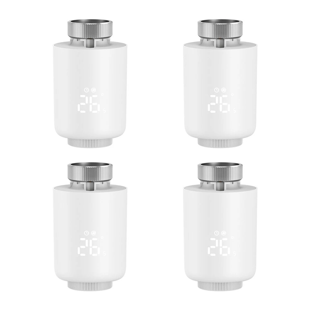 4Pcs Tuya Zigbe Smart Thermostat Radiator Valve Temperature Schedule Setting Window Open Detection Function APP Remote Voice Control Work with Alexa Google Assistance