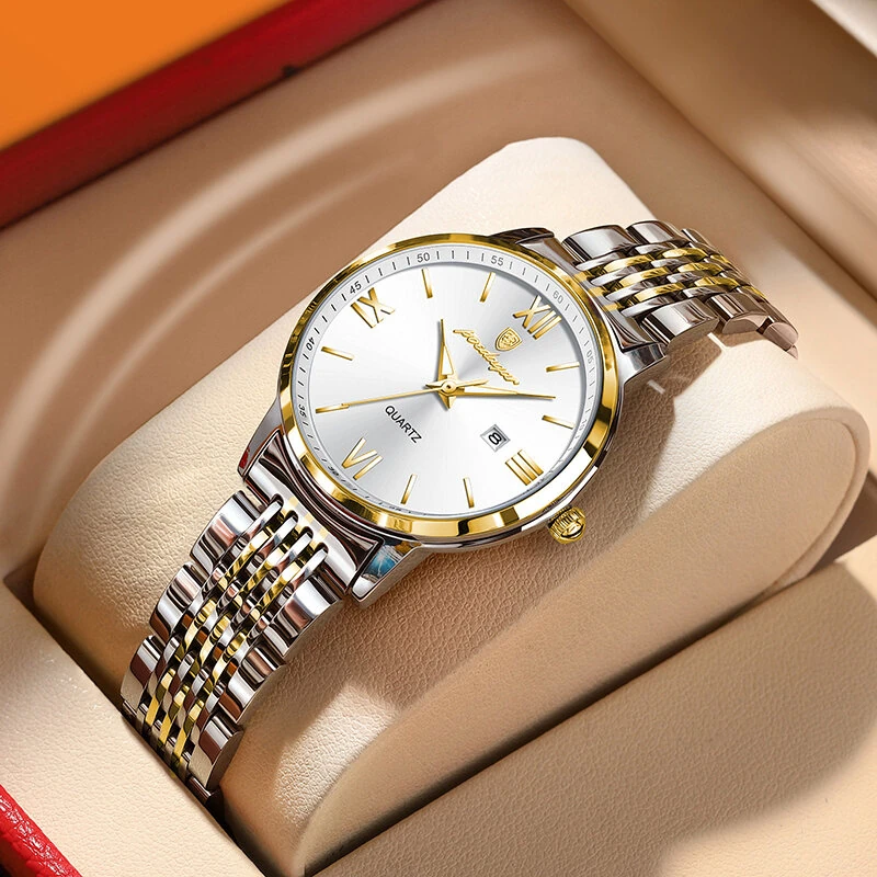 POEDAGAR Women Watch Thin Waterproof Luminous Quartz Watch Calendar Analog Stainless Steel Wrist Watch Date Lady Watch