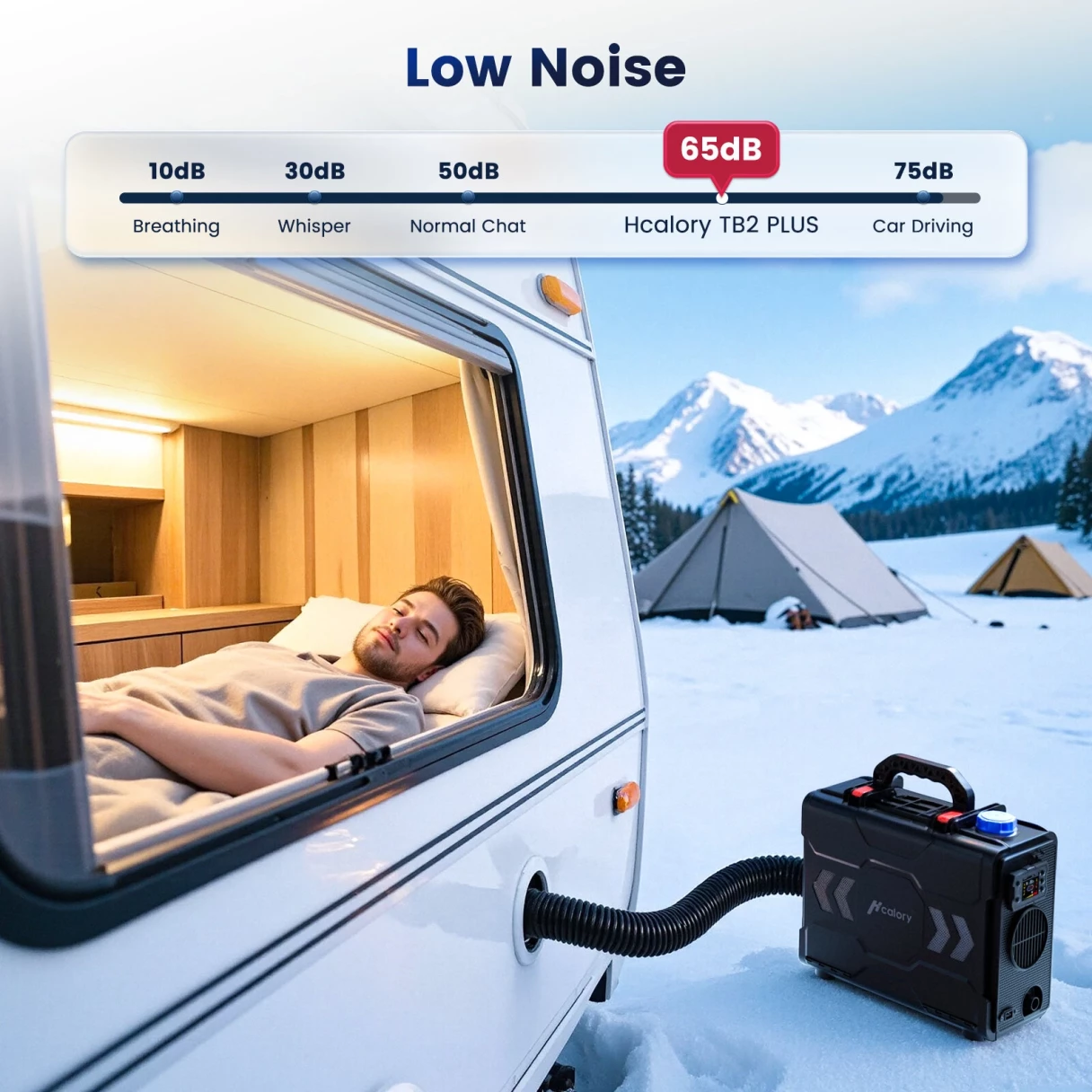 HCALORY TB2S / TB2S+ 6L 8KW Parking Diesel Air Heater All-in-One Portable Heater with CO Alarm Wireless Temperature Sensor Automatic Start and Stop Altitude Mode App Control 12V/24V/100~240V for Cars Trucks Boats Buses RV Camper Tent