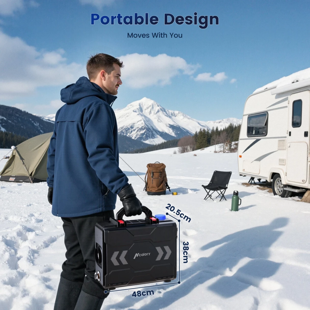 HCALORY TB2S / TB2S+ 6L 8KW Parking Diesel Air Heater All-in-One Portable Heater with CO Alarm Wireless Temperature Sensor Automatic Start and Stop Altitude Mode App Control 12V/24V/100~240V for Cars Trucks Boats Buses RV Camper Tent