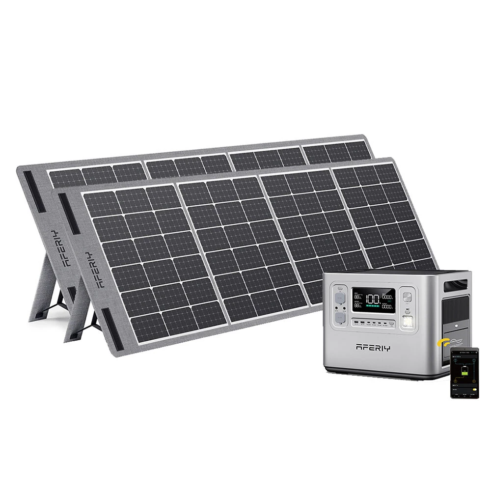 [EU Direct] Aferiy P210 2400W LiFePO4 Portable Power Station With 200W/400W Solar Panel, 2048Wh Solar Generator LiFePO4 Battery Deep Cycles UPS Pure Sine Wave Camping RV Home Emergency Portable Backup Power