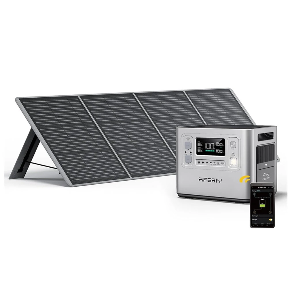 [EU Direct] Aferiy P210 2400W LiFePO4 Portable Power Station With 200W/400W Solar Panel, 2048Wh Solar Generator LiFePO4 Battery Deep Cycles UPS Pure Sine Wave Camping RV Home Emergency Portable Backup Power
