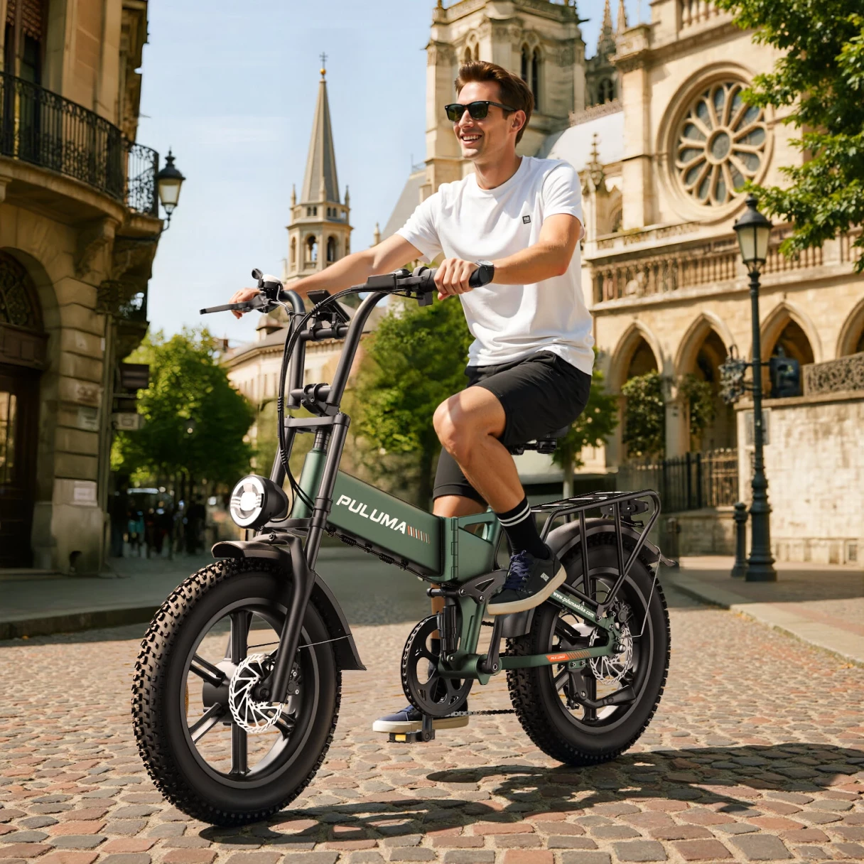 [EU Direct] PULUMA PE500 Electric Bike 48V 17.5Ah Battery 500W*2 Dual Motors 20*4.0inches Tires Oil Spring Suspension 150KM Max Mileage 150KG Max Load Electric Bicycle